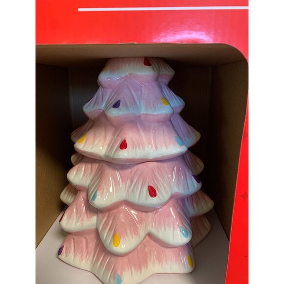 Merry Moments Other - New Merry Moments Pink Cookie Jar Christmas Tree Ceramic ALDI